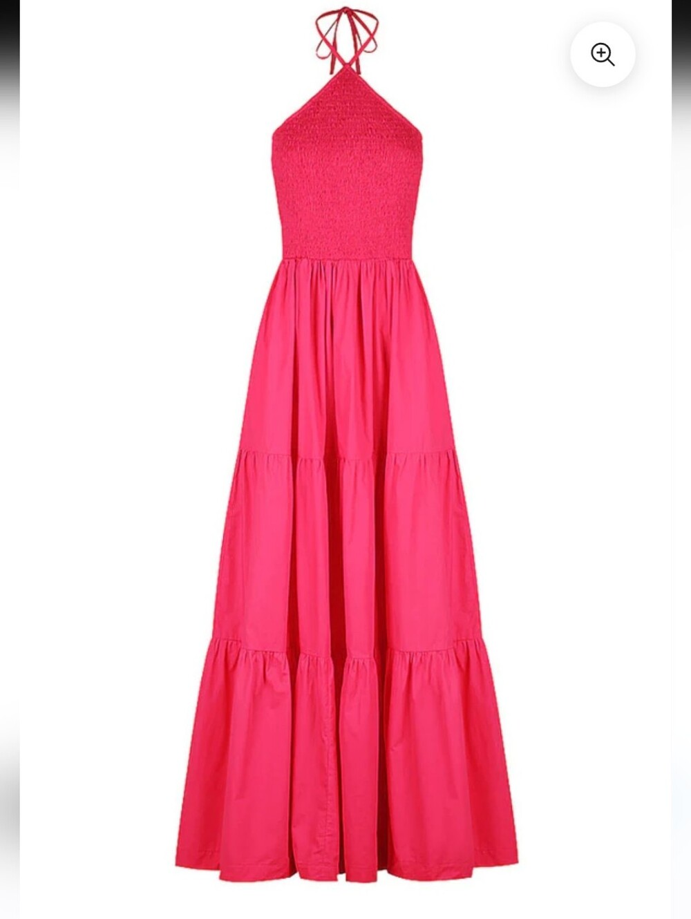 NEW S/W/F Diamond Tiered Maxi Dress Smocked Halter Size Small Pink Rosado - Picture 2 of 16